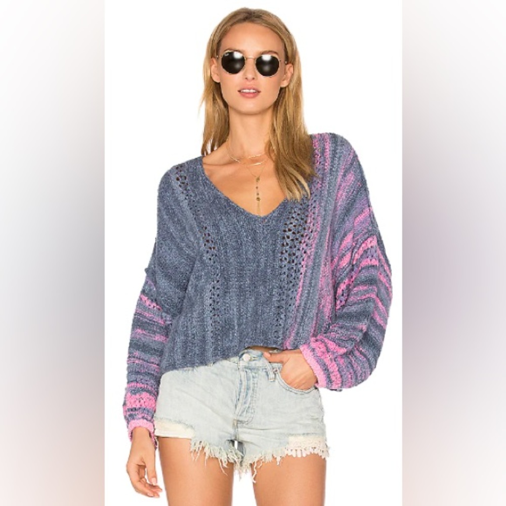 Free People Amethyst Sweater in Blue Combo